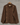 Brown jacket with zari flower motif displayed against the wall.
